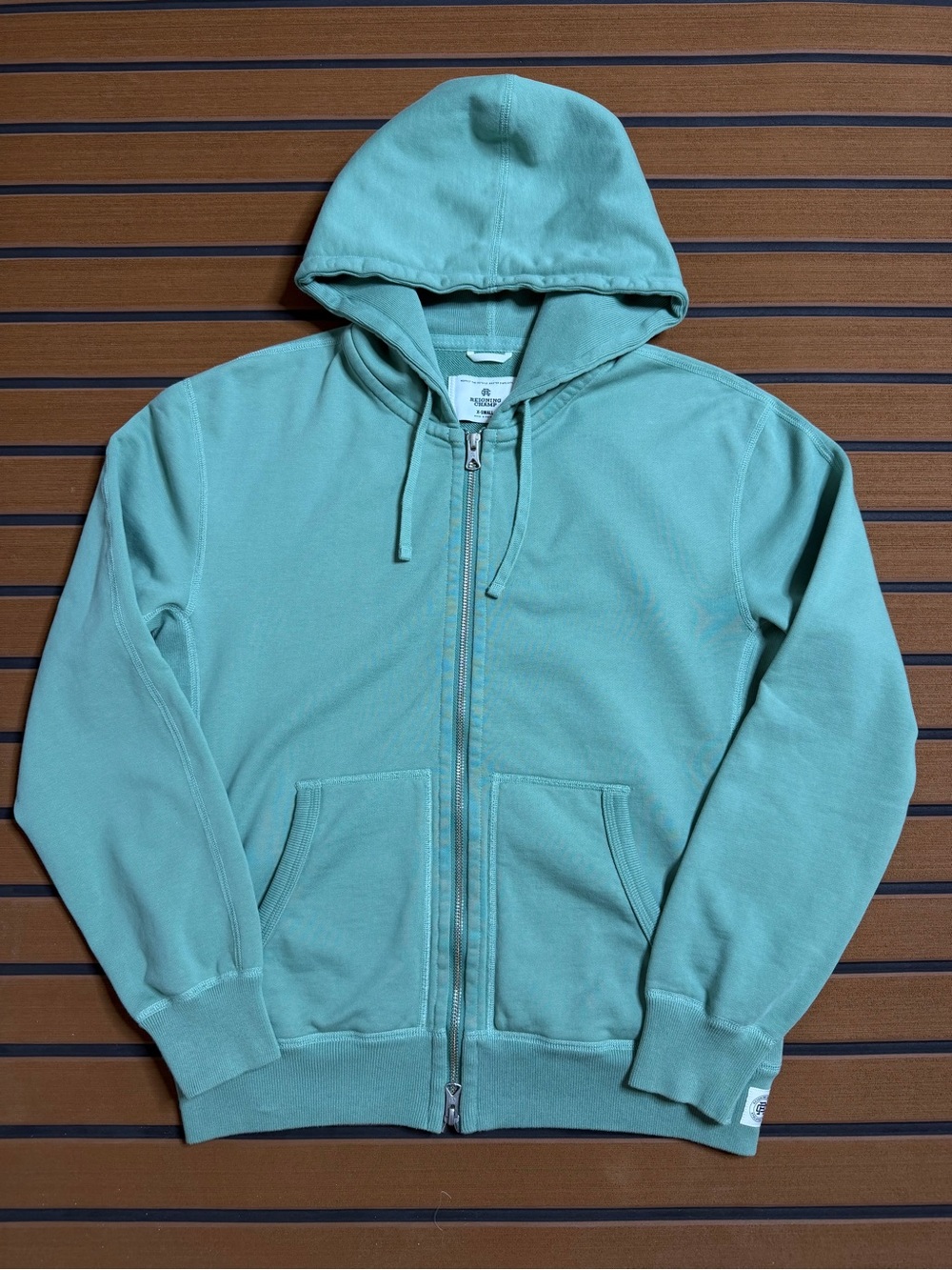 Reigning Champ Blank Full Zip Hoody Mens XS Mint Green Midweight Cozy